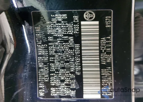 2015 Toyota Camry Hybrid z USA, uszkodzony, nr VIN 4T1BD1FK8FU160488